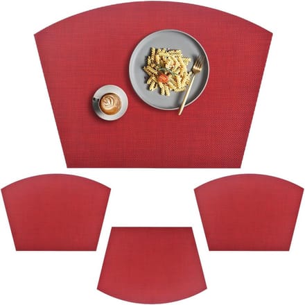 PVC placemats wigplacemats wasbare vinyl placemats voor ronde tafel set van 4 rood