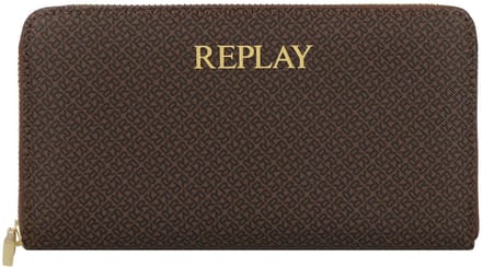 REPLAY Portemonnee Zip Around Wallet Brown Cocoa + Black Donkerbruin