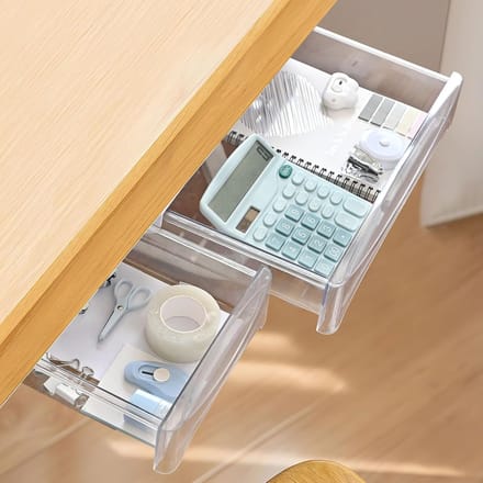 Famanu – Onder-bureau uitschuifbare lade organizer set, zelfklevend of schroefmontage, groot en klein
