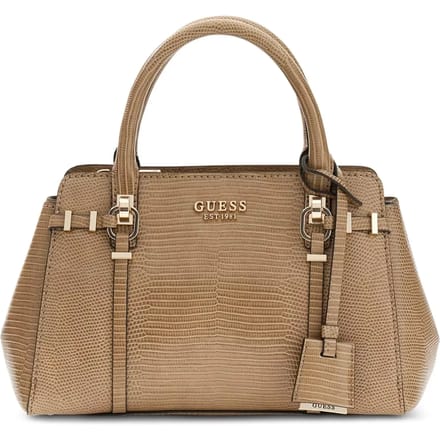 GUESS handtas schoudertas Leona Multi Compartment Satchel Beige Lichtbruin