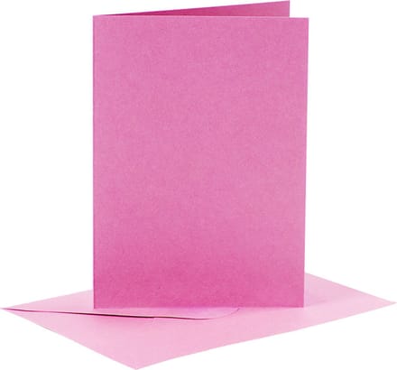 Kaarten en enveloppen, afmeting kaart 10,5x15 cm roze, 6 set