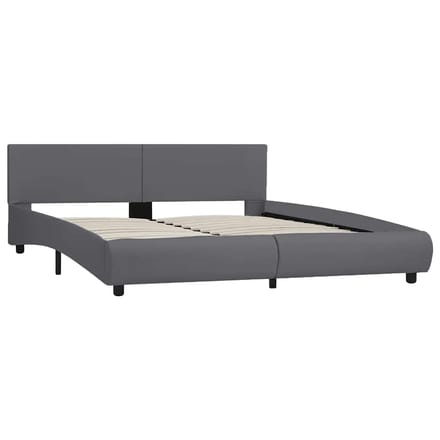 vidaXL - Bedframe - met - LED - kunstleer - grijs - 180x200 - cm