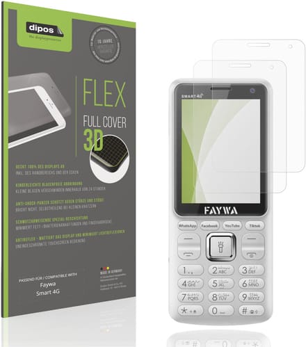 dipos FLEX – 2x Matte Screenprotector geschikt voor Faywa Smart 4G | Volledige Schermbescherming | Case-Friendly