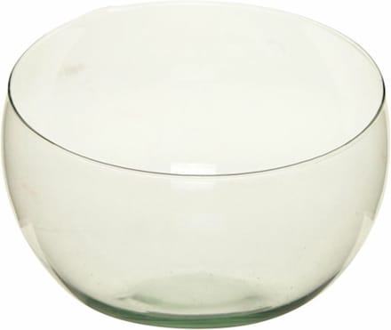 Bellatio Design Bolvaas schuine schaal - transparant gerecycled glas - 21 x 16 cm