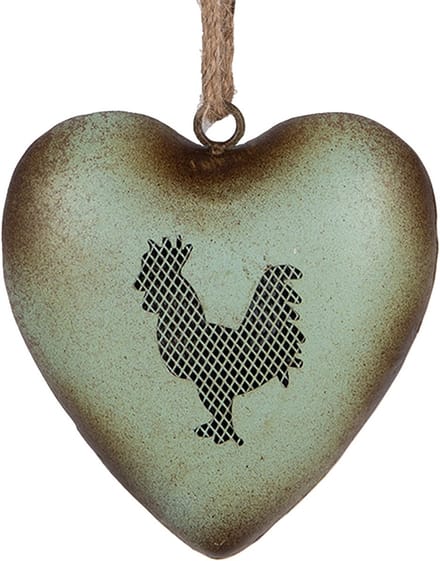 Clayre & Eef Decoratie Hanger Hart 14x5x14 cm Groen Metaal Haan