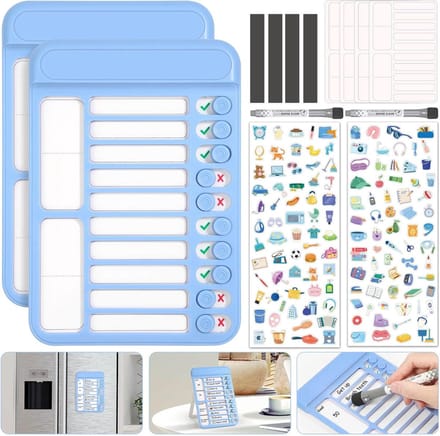 Famanu - Magnetisch checklistbord set van 2 – Chores slider chart – Routine beloning schema voor koelkast