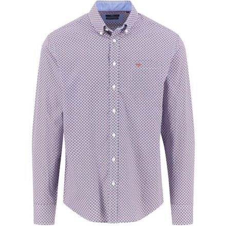 Fynch-Hatton Overhemd Combi Squares Dot Fantasy Berry-Blue / male