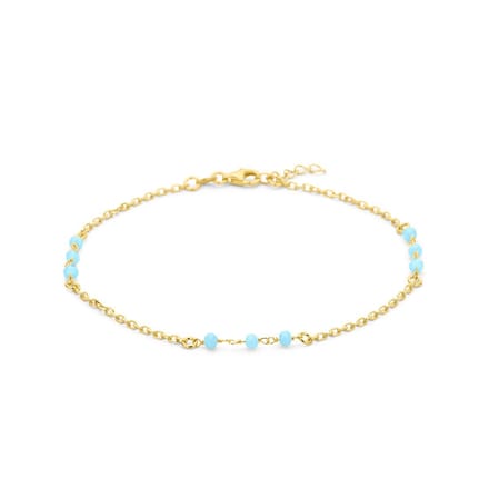 Enkelbandje blauw kristal bolletjes 24 + 2 cm 3 micron