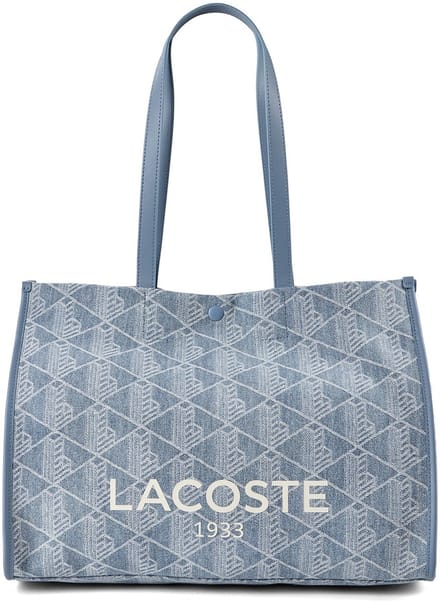 LACOSTE schoudertas Heritage Jacquard Shopping Bag Tradewinds Lichtblauw