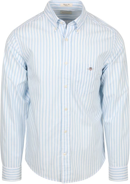 Gant Overhemd Stripe Poplin Classic Blauw - Maat M - Heren - Overhemden Casual