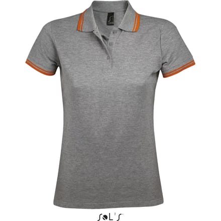 SOL'S Women´s Polo Shirt Pasadena L586 - Grey Melange/Orange - M