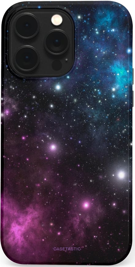 Casetastic hoesje geschikt voor Apple iPhone 14 Pro Max - MagSafe - Dubbellaagse bescherming - Nebula gloed - Fashion Case - Zwart Donkerblauw