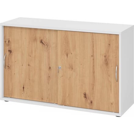 BETA 1752S | Schuifdeurkast | 2 OH - Wit/Essen-Eik Metalen handgreep