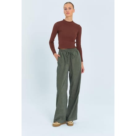 Wijde Fluwelen Broek met Koordriem