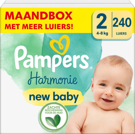 Pampers Harmonie Luiers - Maat 2 (4-8kg) - 240 Luiers - Maandbox