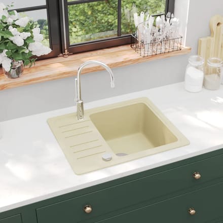 vidaXL - Gootsteen - enkele - bak - graniet - beige