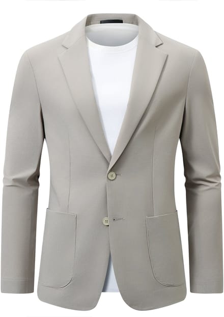 ALLTHEMEN Heren Effen Tweeknopen Single-breasted Blazer - Geperst Ruitpatroon - M