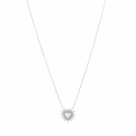 Bijoutheek Collier stralend hart parelmoer Zilver