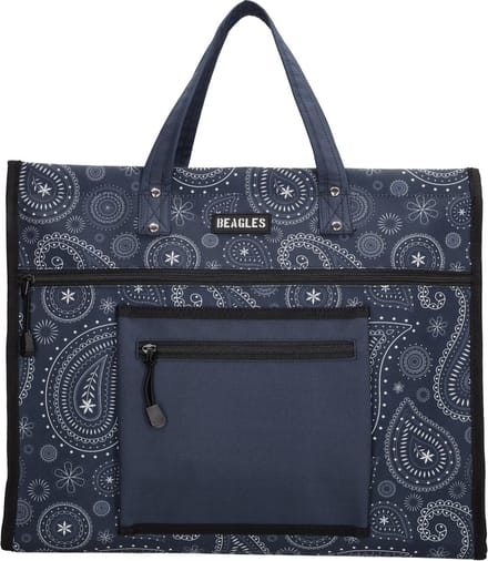 Beagles Shop & Go Boodschappentas - Blauw/wit paisley
