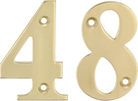 AMIG Huisnummer 48 - massief messing - 5cm - incl. bijpassende schroeven - gepolijst - goudkleur