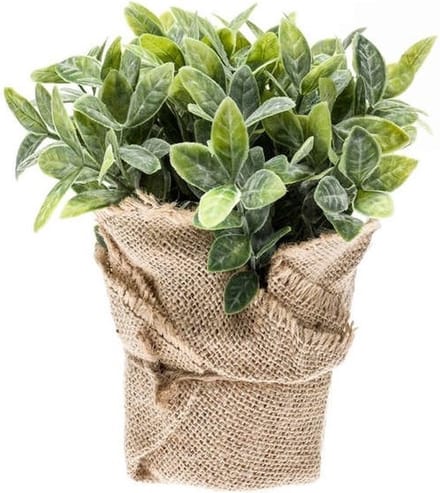 Kunstplant - Munt Kruiden - Groen - In Jute Pot - 19 cm