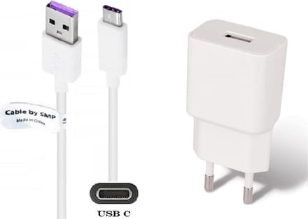 OneOne 2A lader + 2,0m standaard USB C kabel. Universele oplader adapter past op Doro senioren 8100, 8100 Plus, 8200, 8200 Plus