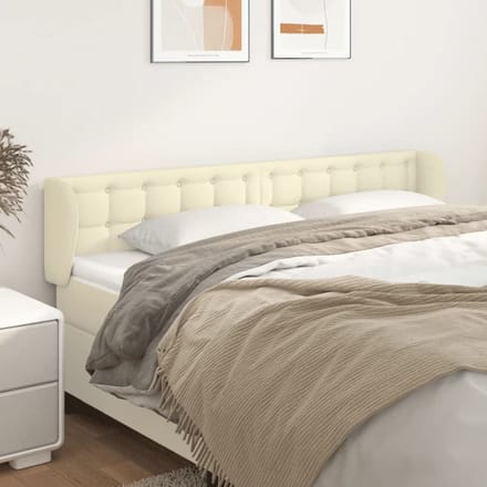 vidaXL - Hoofdbord - met - randen - 183x23x78/88 - cm - kunstleer - crèmekleurig