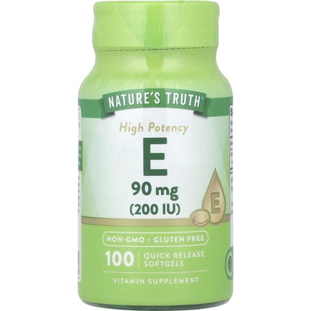 Nature's Truth, Vitamine E, Haute Puissance, 90 mg (200 UI), 100 gélules à libération rapide