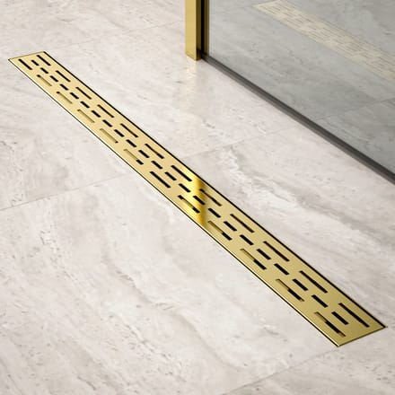 Douchegoot - 90cm- Goud - Standaard rooster - RVS - Met Flens