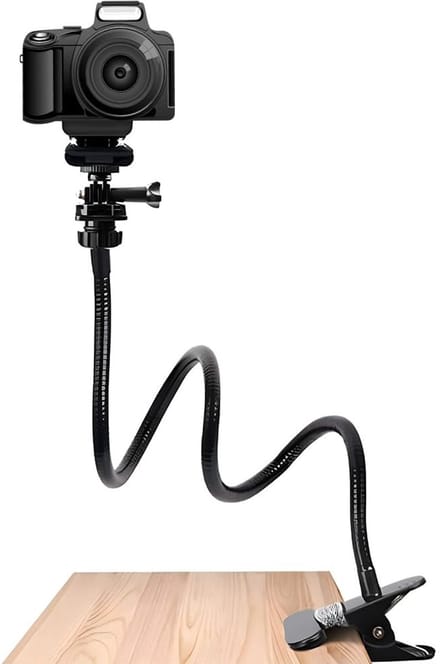 Allecto - Webcamhouder - Flexibele zwanenhals arm - Bureaubevestiging - Zwart - Cameraknijper - Compatibel met Logitech webcams - Ideaal voor lives...