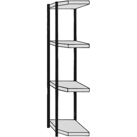 Insteekstelling Stora 100, open hoekkast bouwdeel, 4 legborden, B 370 mm + diepte