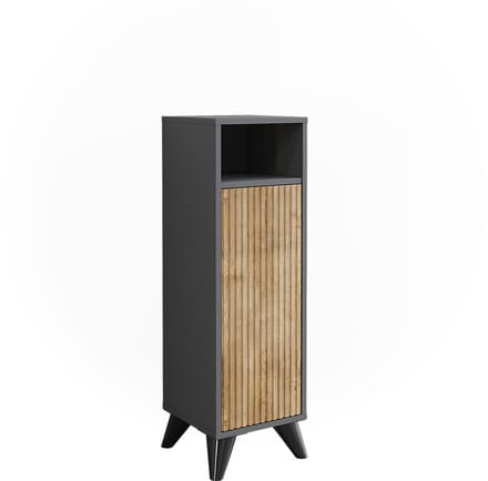 Vicco Leano Midikast – 30 x 97 cm met deur Antraciet/berg eik