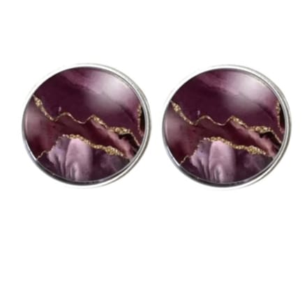 Clip oorbellen Burberie Bordeaux 2 cm zilverrand