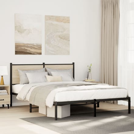 vidaXL - Bedframe - zonder - matras - metaal - sonoma - eikenkleurig - 137x190 - cm