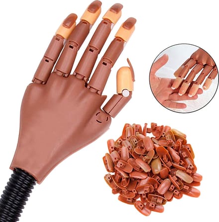 Oefenhand/nailtrainer incl. nagelbedjes + tafelklem-Nailtrainer-Oefenhand