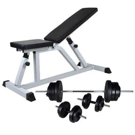 vidaXL - Trainingsbank - met - halterset - 60,5 - kg