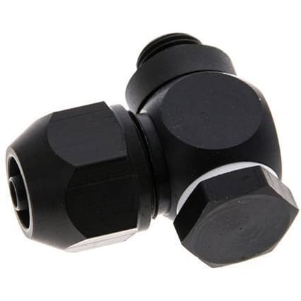 7x4mm & G1/8'' Aluminium L-Vorm Knelfitting Buitendraad 10bar Kunststof en Polyamide