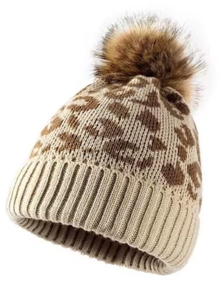 Muts Dames Luipaard - Winter - Mode - Tijgerprint - Knot - Wit - Beige - Bruin