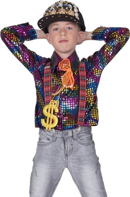 Disco glitter shirt Sem regenboog kleuren kinderen