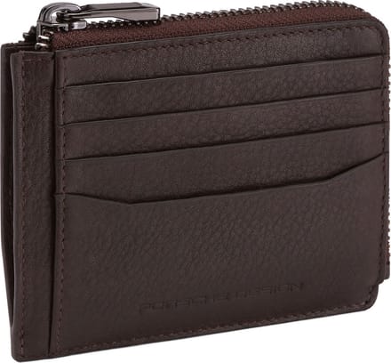 PORSCHE DESIGN Leren Kaarthoes Business Wallet 11 With Zip Dark Brown Bruine