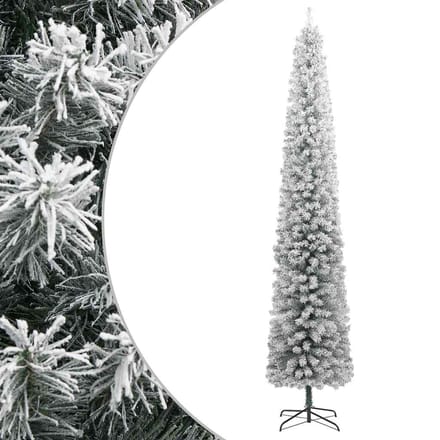 vidaXL - Kunstkerstboom - smal - met - standaard - en - sneeuw - 300 - cm - PVC