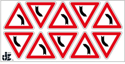 Bocht naar links sticker - J3 | 5 cm - 10 stuks per vel