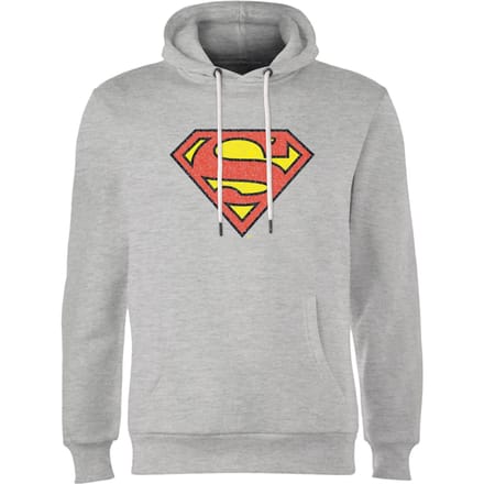 Official Superman Crackle Logo Hoodie - Grey - S