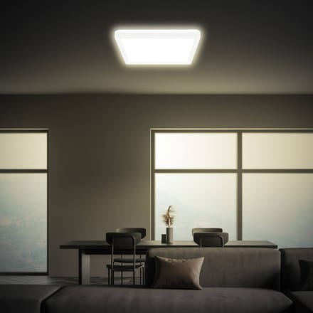 BRILONER Tava - LED Plafondlamp - plafonniere met achtergrondverlichting - neutral wit licht - 16W - 24cm - wit