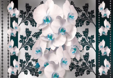 Fotobehang Flowers Floral Orchids Pattern | XL - 208cm x 146cm | 130g/m2 Vlies