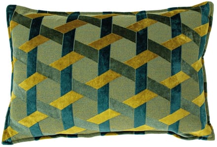 Delano Kussenovertrek, groenblauw/goud, 40 x 60 cm