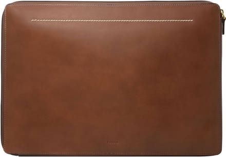 FOSSIL Leren Laptop hoes met laptopvak Westover Laptop Case Medium Brown Bruine