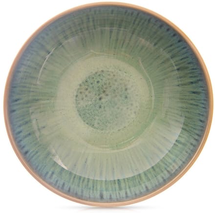 Assiette plate profonde en céramique, émail vert, 20,5 cm, 900 ml