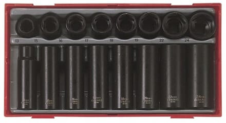 Teng Tools hamerset 1/2" kort en lang, 16-delig
