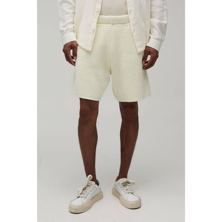 Ontspannen Gebreide Short Met Open Steek | Ecru | Size Small
